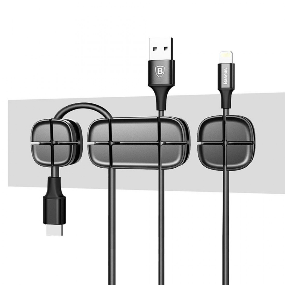 BASEUS CABLE CLIP CROSS PEAS BLACK